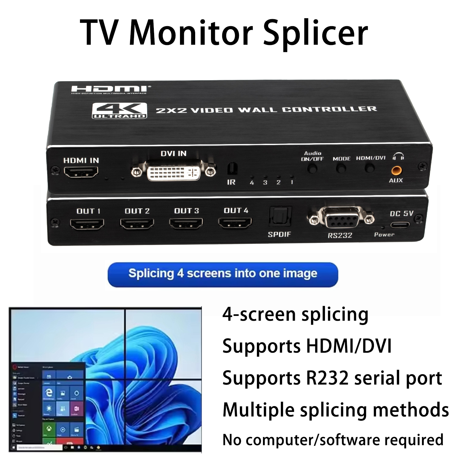 Home Cinema Screen - 4K 2x2 Video Wall Controller TV