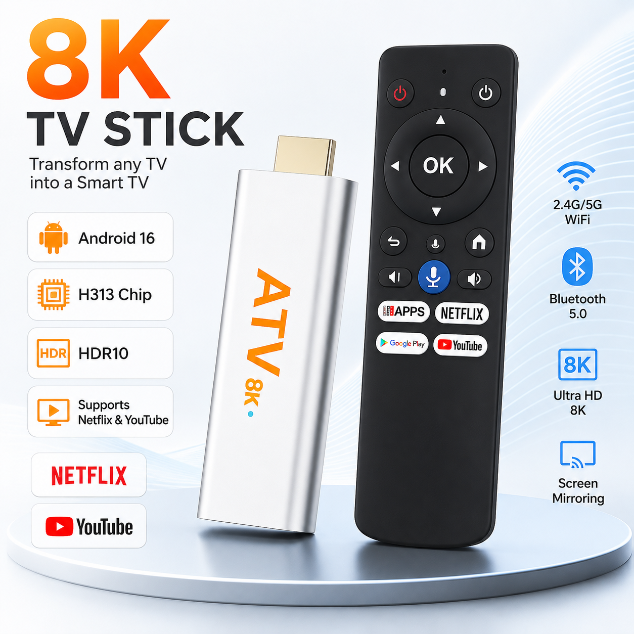 8K Android 16 TV Stick H313 Ch – Home Cinema Youtube Bewertung und Preis