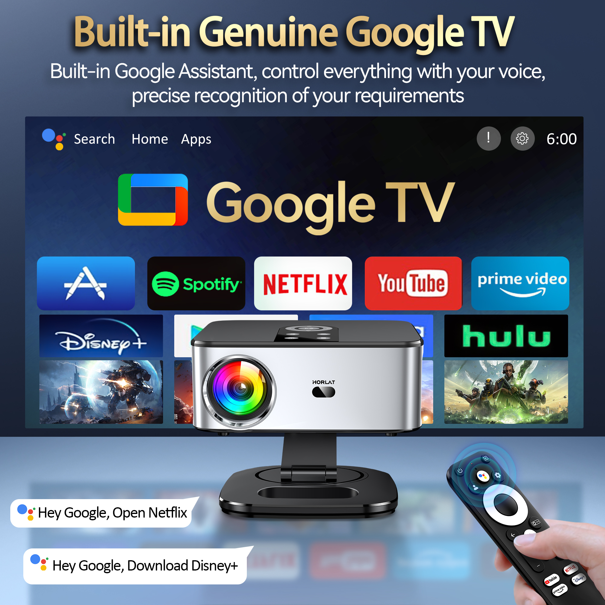 HORLAT Google TV Projector 400 – Home Cinema Hdmi Bewertung und Preis